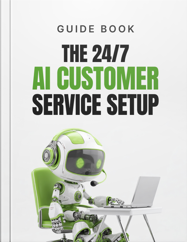 The 24/7 AI Customer Service Setup guide cover for small business automation